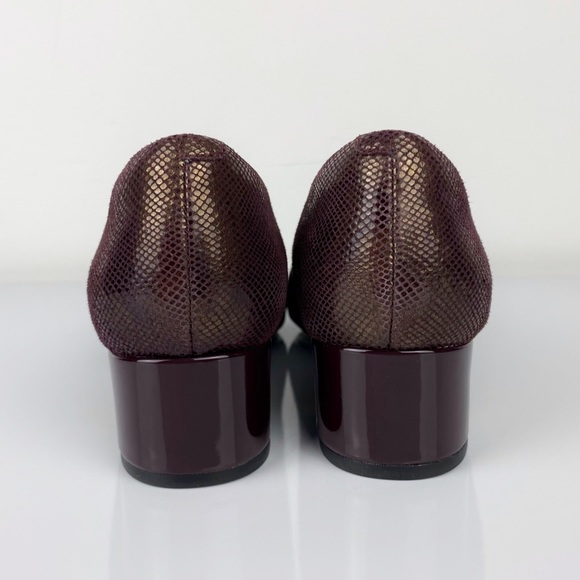 Clarks Women's Chartli Diva Embossed Leather Block Heels Burgundy - Picture 7 of 10